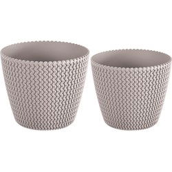 Plantenpotten/bloempot set 4x kunststof taupe 16 x 13 en 13 x 11 cm - Plantenpotten