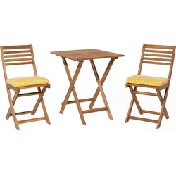 FIJI - Bistroset voor 2 - Lichte houtkleur/Geel - Acaciahout
