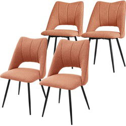 Eetkamerstoel set van 4 oranje gestoffeerd incl. montagemateriaal Gestoffeerde stoel Keukenstoel ML design