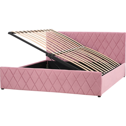 ROCHEFORT - Tweepersoonsbed - Roze - 180 x 200 cm - Fluweel