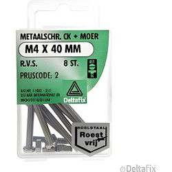 M.schroef moer ck m4x40mm rvs 8st
