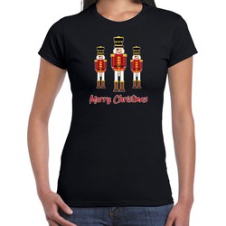 Bellatio Decorations fout kersttrui t-shirt dames - Notenkrakers - zwart - piemel/penis XS - kerst t-shirts