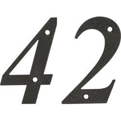 AMIG Huisnummer 42 - massief gesmeed staal - 10cm - incl. bijpassende schroeven - zwart - Huisnummers