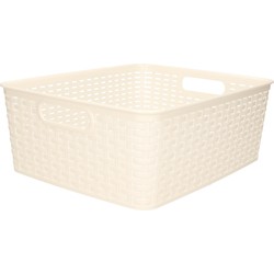 Plasticforte Opbergmand - Kastmand - rotan kunststof - creme wit - 12 Liter - 30 x 37 x 13 cm - Opbergmanden