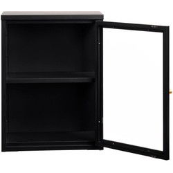 Wandkast Zwart - Metaal - 45x25x60cm - Kast Carmel