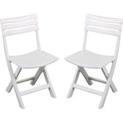 Sunnydays Klapstoel voor buiten/binnen - 6x - wit - 41 x 79 cm - stevig kunststof - Bijzet stoelen - Klapstoelen