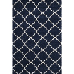 Safavieh Shaggy Indoor Woven Area Rug, Hudson Shag Collection, SGH282, in Navy & Ivory, 155 X 229 cm