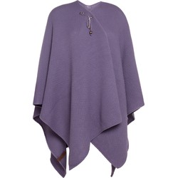 Knit Factory Jazz Gebreid Omslagvest - Dames Poncho - Violet - One Size - Inclusief sierspeld