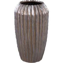 PTMD Bodi Bronze ceramic pot round high ribbed M