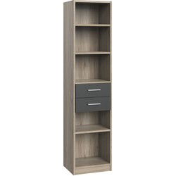 Bibliotheek 5 planken en 2 laden - L48 x H197 cm