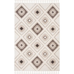 Safavieh Shaggy Indoor Woven Area Rug, Moroccan Tassel Shag Collection, MTS601, in Ivory & Brown, 91 X 152 cm