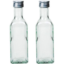 40x Glazen flesjes met schoefdop vierkant 100 ml - Karaffen