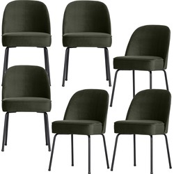 BePureHome Vogue Eetkamerstoelen - Fluweel - Donkergroen - Set van 6