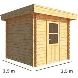 Tuinhuisje Blokhut Lisa 250 cm bij 250 cm diep Plat dak