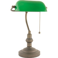 LumiLamp Bureaulamp  Ø 27x40 cm Groen Bruin Metaal Glas Tafellamp