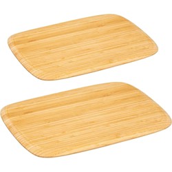 Snijplanken set van 2 stuks rechthoek 40 x 30 en 28 x 25 cm van bamboe hout - Snijplanken