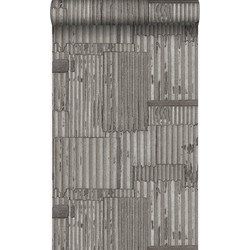 Origin Wallcoverings behang industriële golfplaten 3D donkergrijs - 53 cm x 10,05 m - 347618