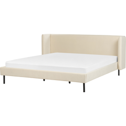 Beliani ARETTE - Tweepersoonsbed-Beige-Fluweel