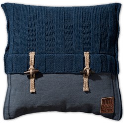 Knit Factory 6x6 Rib Sierkussen - Jeans - 50x50 cm - Inclusief kussenvulling