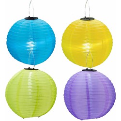 4x stuks gekleurde buiten/tuin party solar lampionnen van 30 cm - Lampionnen