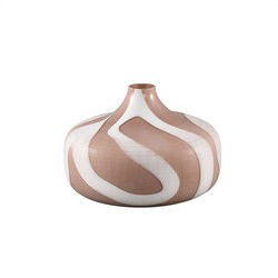 PTMD Nuhin Cream Glass Vase White Stripes Round