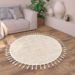 Laagpolig Vloerkleed Auclisa - Geruit - Creme - 80x150 cm