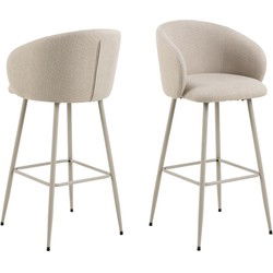 Barkruk - Beige Stof - Zithoogte 78cm - Skive - Set van 2