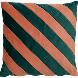 Dutch Decor PEBBE - Sierkussen velvet 45x45 cm -  sagebrush green - groen - roze - strepen - Dutch Decor