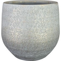 Ter Steege Plantenpot - keramiek - metallic zilvergrijs - D32/H30 cm - Plantenpotten