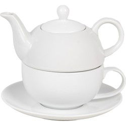 Clayre & Eef Tea for One 350 ml Wit Keramiek Theepot set