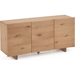 Kave Home - Rasha 3-deurs dressoir in eikenfineer met natuurlijke afwerking, 150 x 71 cm