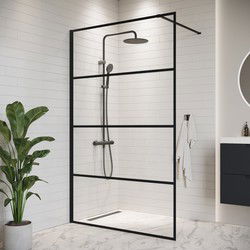 Badplaats Douchewand Essos 120 x 200 cm - Zwart – Inloopdouche 8 mm Transparant Veiligheidsglas