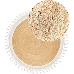 Beliani MARTS - Gevlochten-Beige-Jute