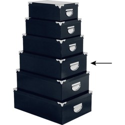 5Five Opbergdoos/box - donkerblauw - L40 x B26 x H14 cm - Karton - Opbergbox