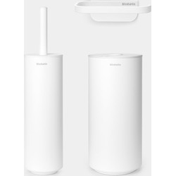 MindSet toiletaccessoires, set van 3 - toiletborstel met houder, toiletrolhouder en reserverolhouder - Mineral Fresh White