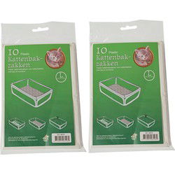Boon Kattenbak afvalzakken - 20x stuks - wit - 50 x 20 x 37 cm - Poepzakjes