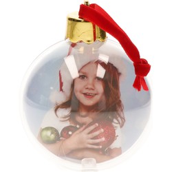 1x stuks DIY foto/fotolijst kunststof kerstballen transparant 8 cm - Kerstbal