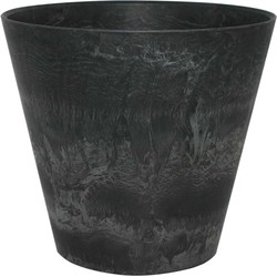 Plantenpot/bloempot in een natuursteen look Dia 17 cm en Hoogte 15 cm zwart - Plantenpotten