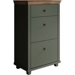 Meubella - Schoenenkast Eric - Groen - 71 cm - 2 kleppen