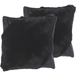 EHNAR  - Sierkussen set van 2 - Zwart - 42 x 42 cm - Polyester
