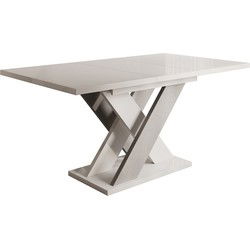 Meubella - Eetkamertafel Xandra - Wit hoogglans - 160 cm - Uitschuifbaar