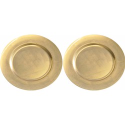 8x Ronde gouden glimmende onderborden 33 cm voor een diner - Onderborden