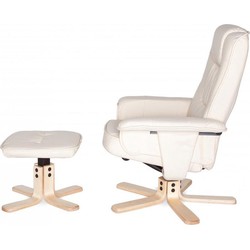 Pippa Design relax fauteuil lederlook met voetsteun - creme