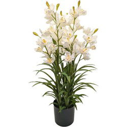Cymbidium kunstplant 90 cm, wit