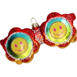 Ornament kerstbal Retro Zonnebril Glas Rood 12.7 cm