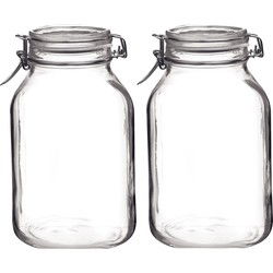 Bormioli Rocco Voorraad/weckpot - 2x - glas - transparant - 24 x 14 cm - 3 L - Weckpotten
