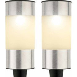 Decoris Solar prikspots - set 4x - zilver - 14 cm - tuinverlichting - Prikspotjes