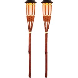 2x Oranje buiten/tuin Led fakkel Bodi solar verlichting 54 cm vlam - Fakkels