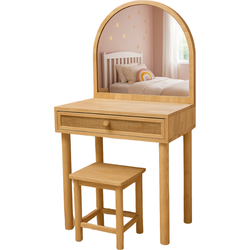 MISOU Make up tafel - Kaptafel - voor kinderen - met stoel - make up - organizer - Rubberhout - 55x100cm