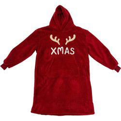 Textino X-MAS - Oversized Hoodie - 70x110 cm - Hoodie & deken in één - extra grote trui met capuchon - Biking Red - rood - Textino